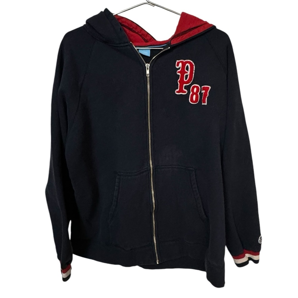 High End Y2K PHYS SCI Navy Blue Full Zip Heavyweight Hoodie Men’s L